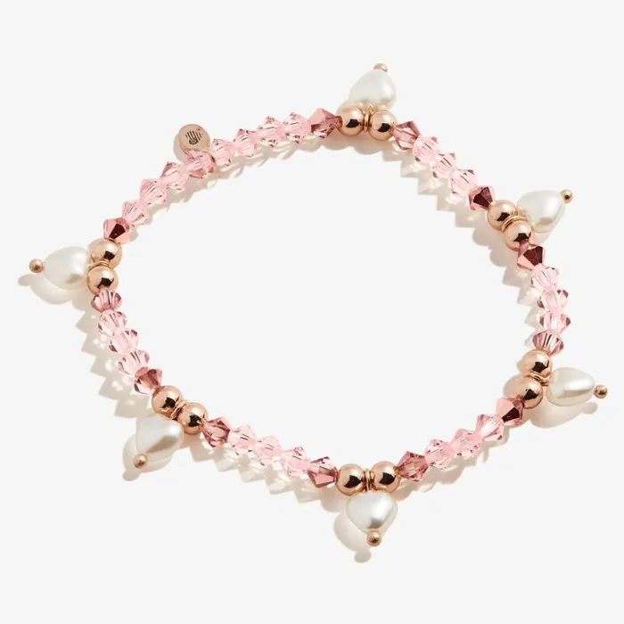Bracelets Women Alex And Ani Pearl Hearts Stretch Bracelet Silver