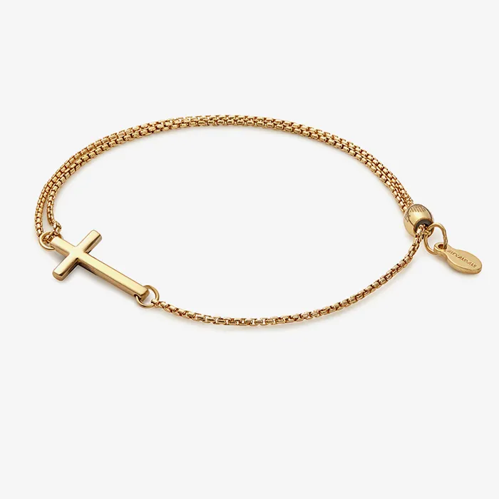 Bracelets Women Alex And Ani Pull Chain Cross Bracelet 14kt Gold Over Sterling Silver