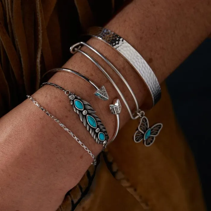 Bracelets Women Alex And Ani Turquoise Feather Bolo Bracelet Silver