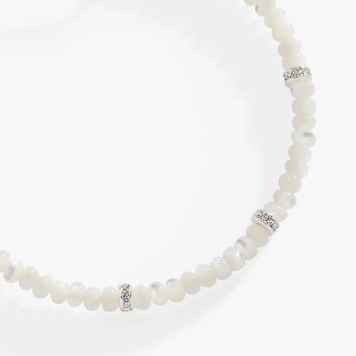 Bracelets Women Alex And Ani White SemiPrecious Rondelle Beaded Bangle Silver