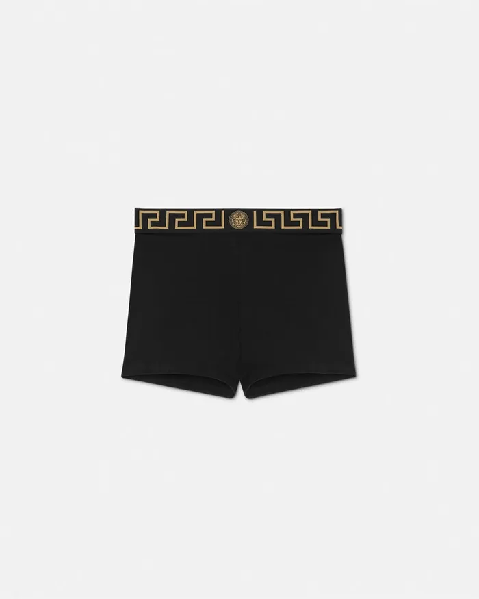 Bras and Briefs Women Versace Greca Border Trunks Black