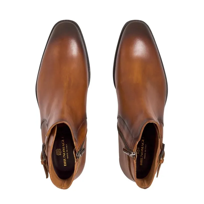Bruno Magli Angiolini Leather Dress Boot 8211 Cognac Men Boots