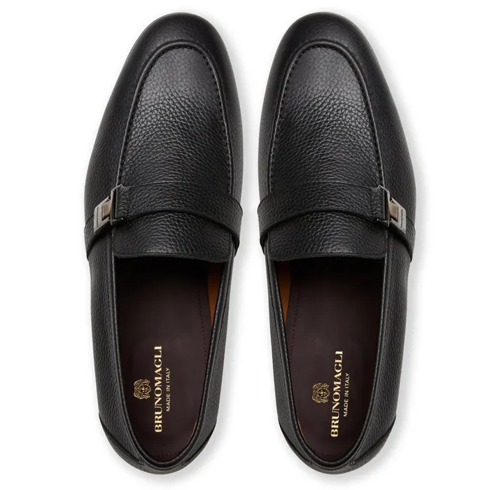 Bruno Magli Arlo Slip On Side Bit Loafer Black Leather Men Casual Shoes
