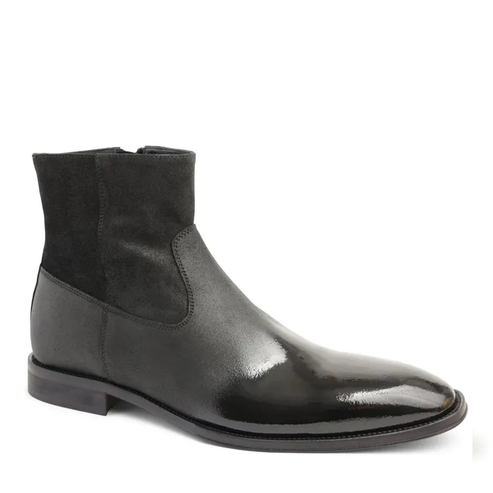 Bruno Magli Armando Patent Ombre Suede Zip Boot 8211 Black Men Boots