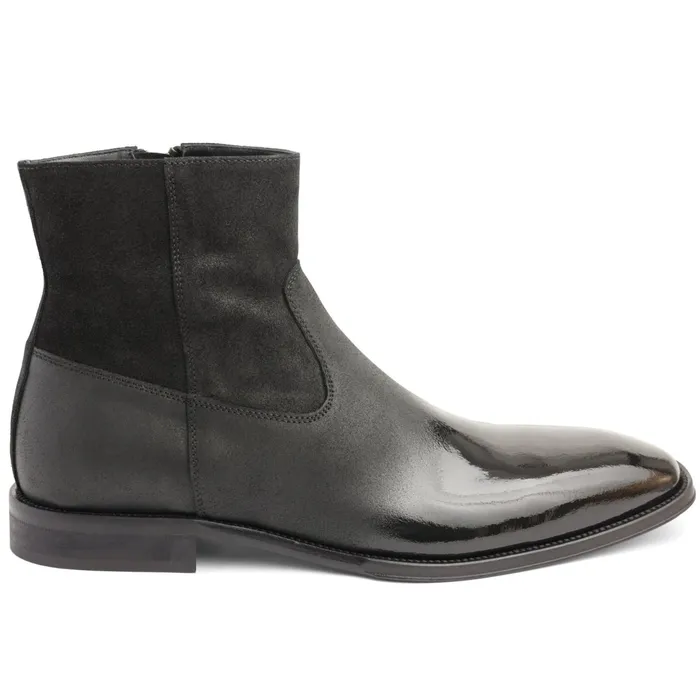 Bruno Magli Armando Patent Ombre Suede Zip Boot 8211 Black Men Boots