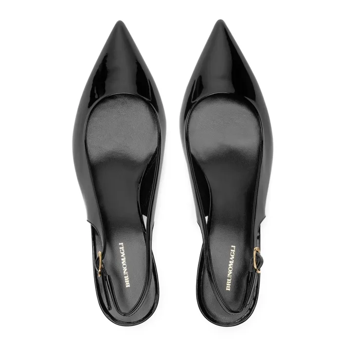 Bruno Magli Palerma Slingback Pump Black Patent Women Heels
