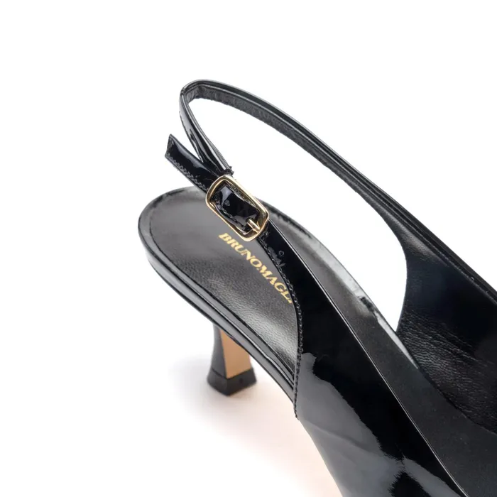 Bruno Magli Palerma Slingback Pump Black Patent Women Heels