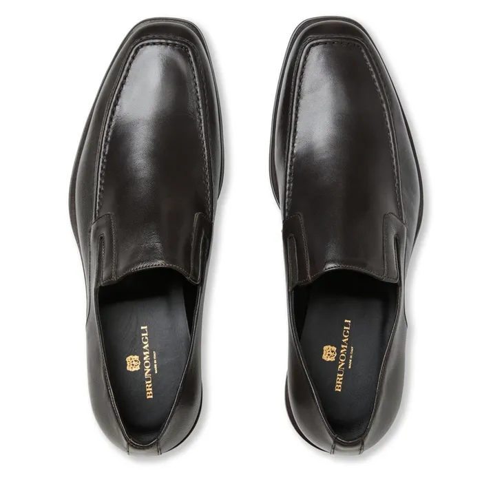 Bruno Magli Raging Leather Slipon 8211 Dark Brown Leather Men Dress Shoes