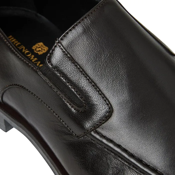 Bruno Magli Raging Leather Slipon 8211 Dark Brown Leather Men Dress Shoes