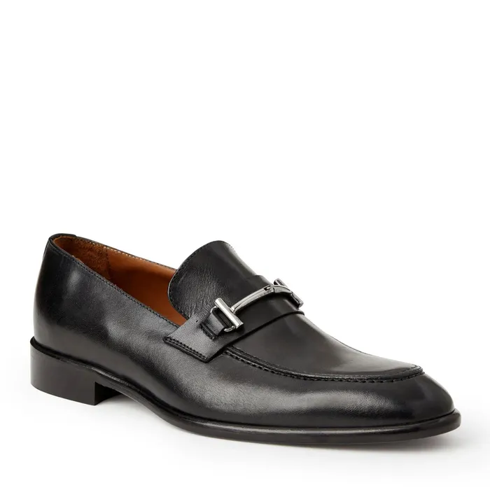 Bruno Magli Sante Double Gore Classic Bit Leather LoaferBlack Men Loafers and Slipons