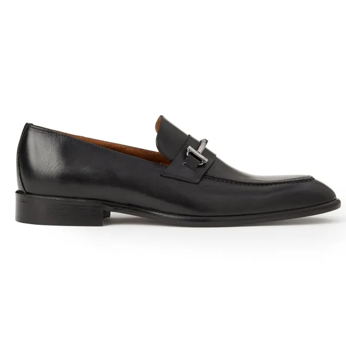 Bruno Magli Sante Double Gore Classic Bit Leather LoaferBlack Men Loafers and Slipons