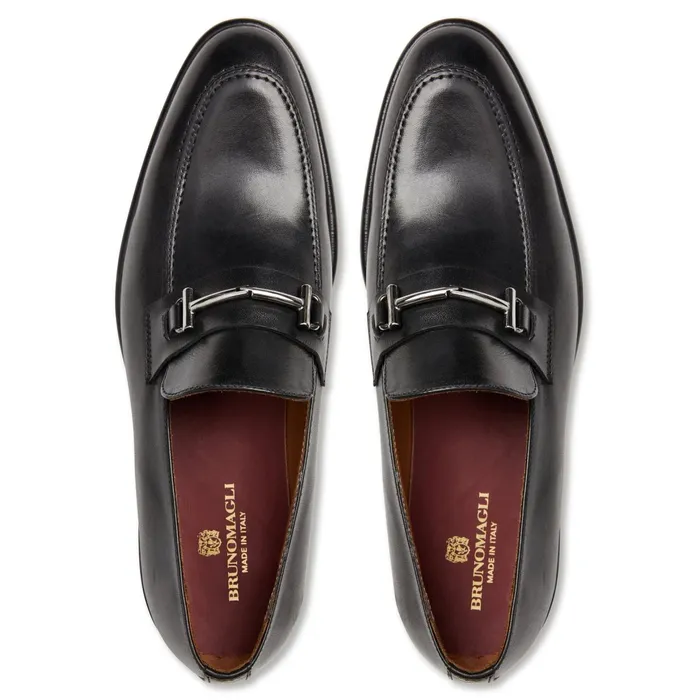Bruno Magli Sante Double Gore Classic Bit Leather LoaferBlack Men Loafers and Slipons