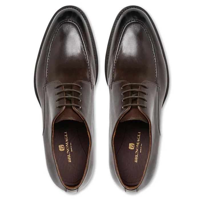 Bruno Magli Santino Classic Leather DerbyBrown Men Laceups and Oxfords