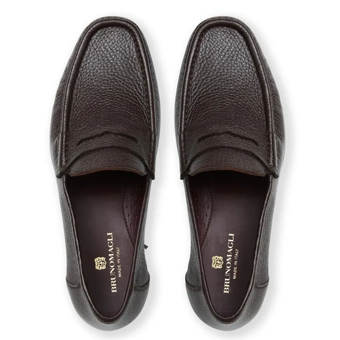 Bruno Magli Tonio Slip On Loafer Brown Cervo Leather Men Loafers and Slipons
