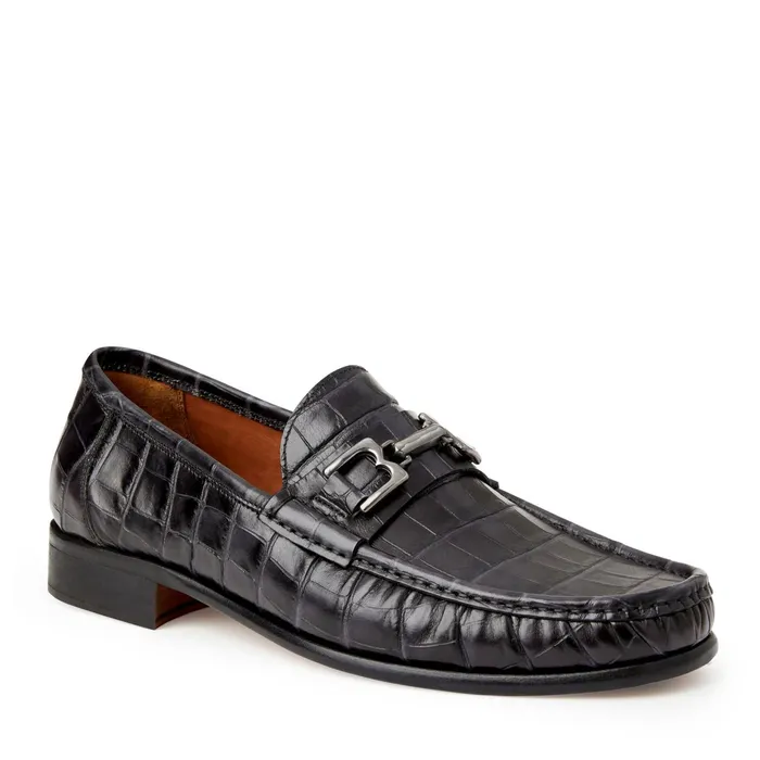 Bruno Magli Trieste Classic Moccasin Black Croc Men Loafers and Slipons