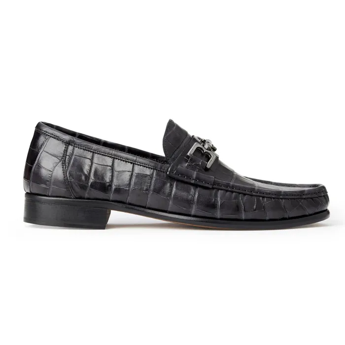 Bruno Magli Trieste Classic Moccasin Black Croc Men Loafers and Slipons