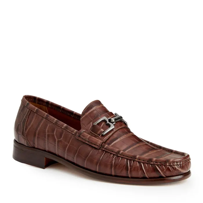 Bruno Magli Trieste Classic Moccasin Brown Croc Men Dress Shoes