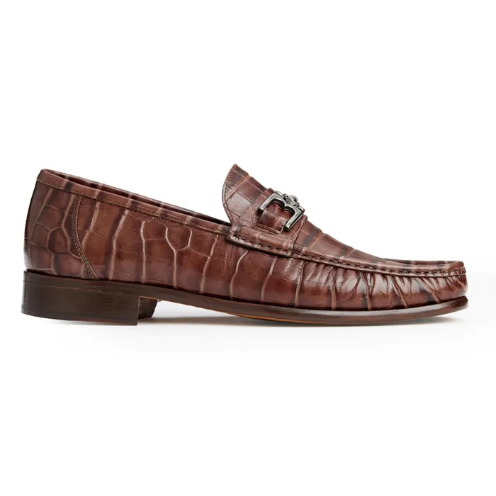 Bruno Magli Trieste Classic Moccasin Brown Croc Men Dress Shoes