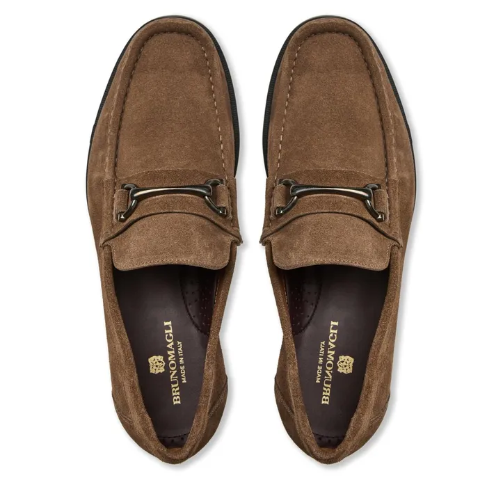 Bruno Magli Veneto Bit Slip On LoaferTaupe Suede Men Loafers and Slipons