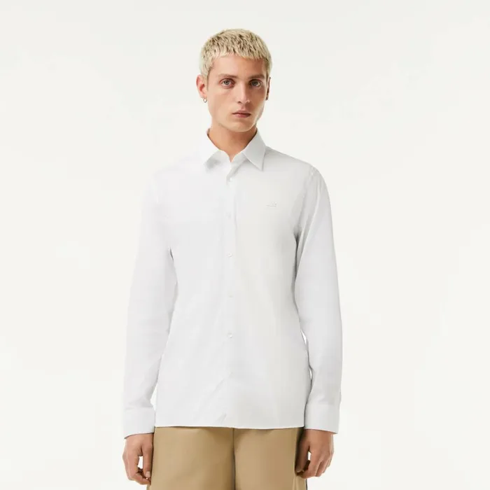 Button Down Shirts Men Lacoste Men039s Slim Fit French Collar Cotton Poplin Shirt White 001 Button Down Shirts Men Lacoste Men039s Slim Fit French Collar Cotton Poplin Shirt White 001