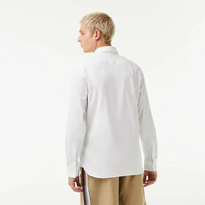 Button Down Shirts Men Lacoste Men039s Slim Fit French Collar Cotton Poplin Shirt White 001