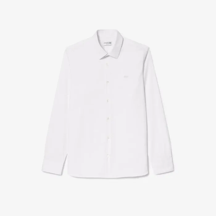 Button Down Shirts Men Lacoste Men039s Slim Fit French Collar Cotton Poplin Shirt White 001
