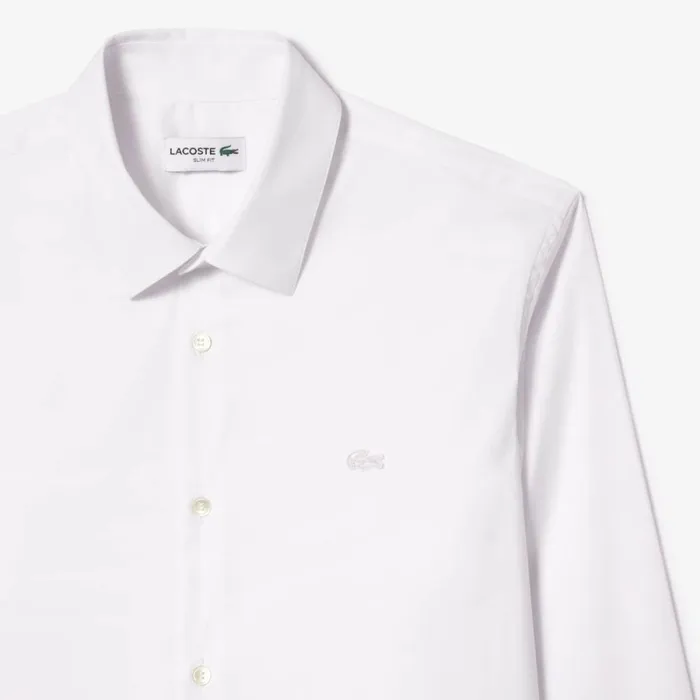 Button Down Shirts Men Lacoste Men039s Slim Fit French Collar Cotton Poplin Shirt White 001