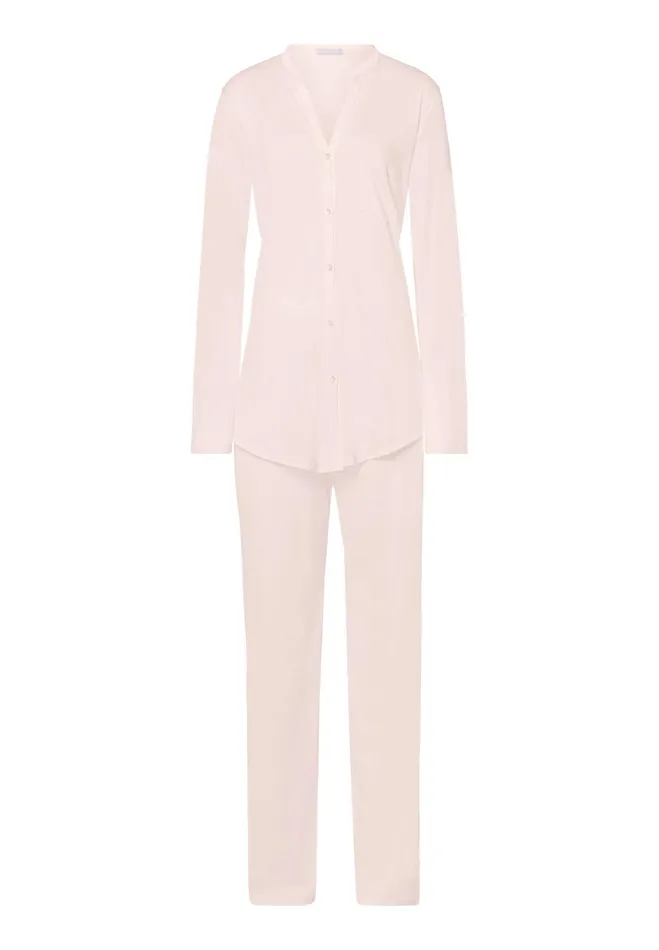 Button Front Cotton Pajama Set Crystal Pink Women HANRO Pajama Sets