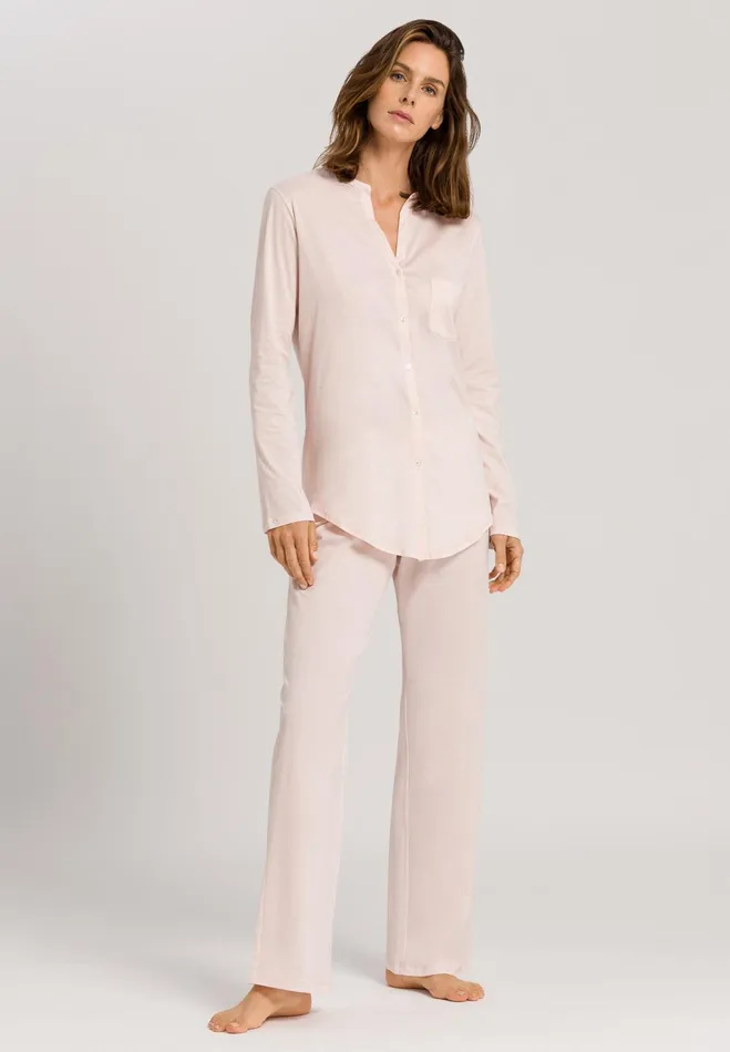 Button Front Cotton Pajama Set Crystal Pink Women HANRO Pajama Sets