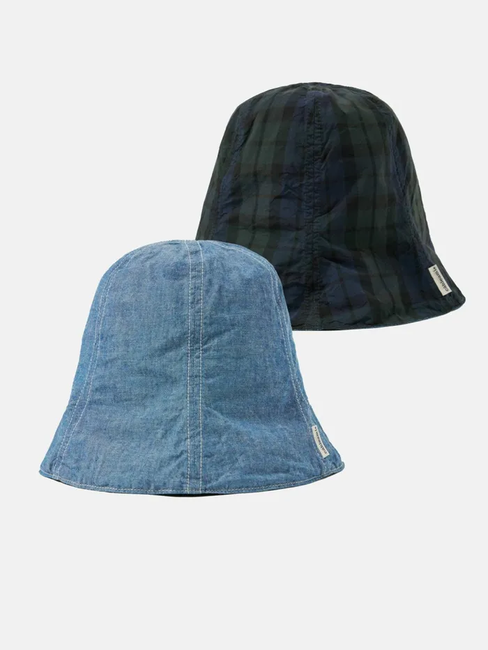 Cableami Reversible Tulip Hat In IndigoBlackwatch 5oz ChambrayCordu Men Universal Works Hats