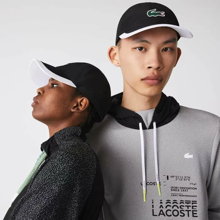Caps and Hats MenWomen Lacoste Unisex SPORT Contrast Border Lightweight Cap Black White 258