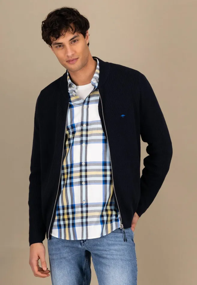 Cardigan Men FYNCHHATTON Parting Jacket Made Of Cotton With A Stand up Collar Navy Cardigan Men FYNCHHATTON Parting Jacket Made Of Cotton With A Stand up Collar Navy