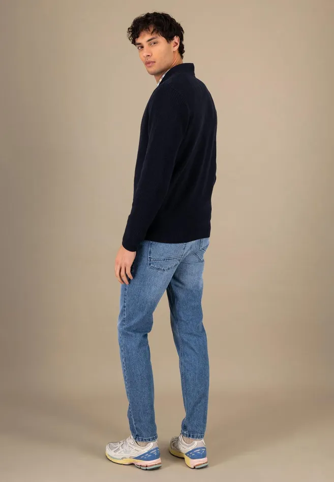 Cardigan Men FYNCHHATTON Parting Jacket Made Of Cotton With A Stand up Collar Navy