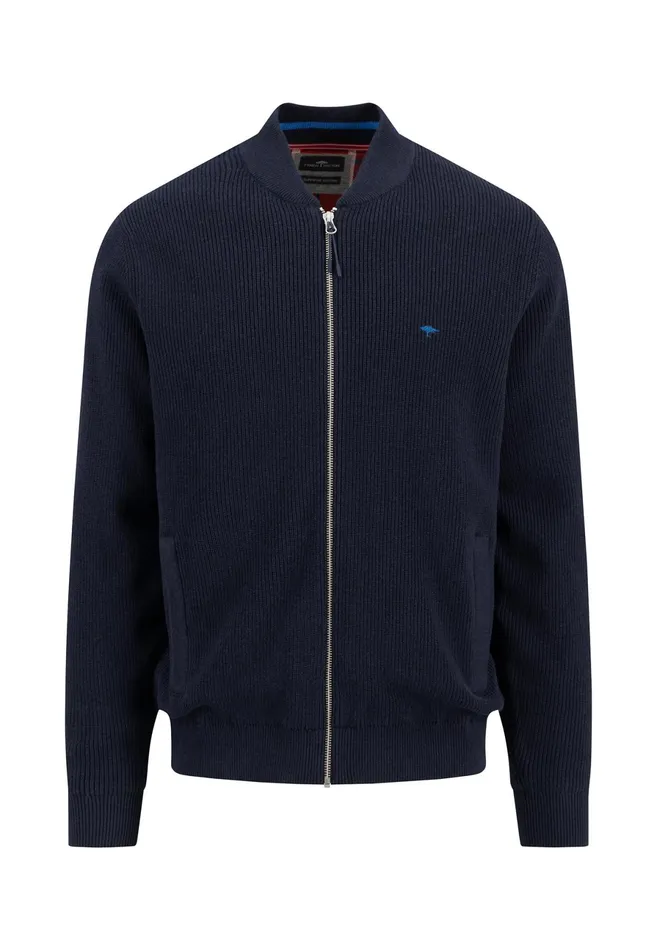 Cardigan Men FYNCHHATTON Parting Jacket Made Of Cotton With A Stand up Collar Navy