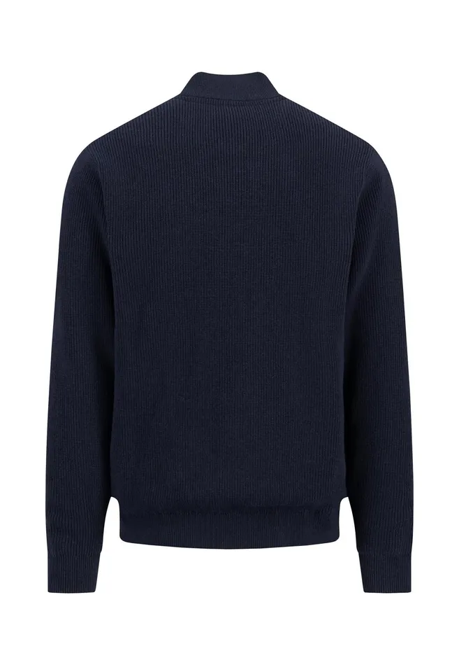 Cardigan Men FYNCHHATTON Parting Jacket Made Of Cotton With A Stand up Collar Navy