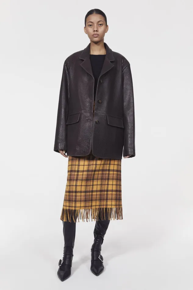 Cariana Leather Jacket Dark Brown Women Rodebjer Blazers