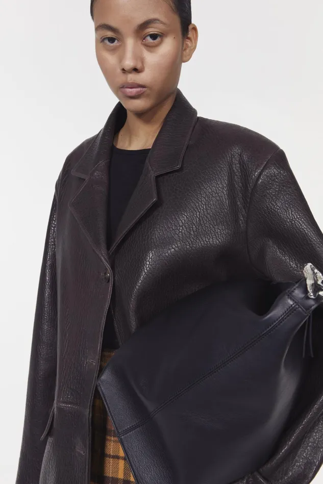 Cariana Leather Jacket Dark Brown Women Rodebjer Blazers