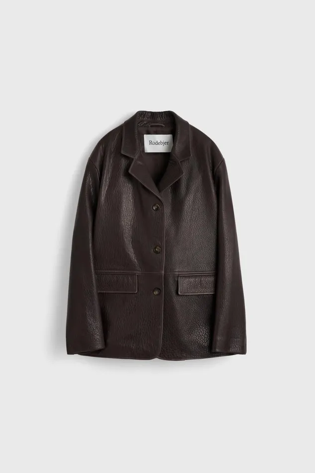 Cariana Leather Jacket Dark Brown Women Rodebjer Blazers