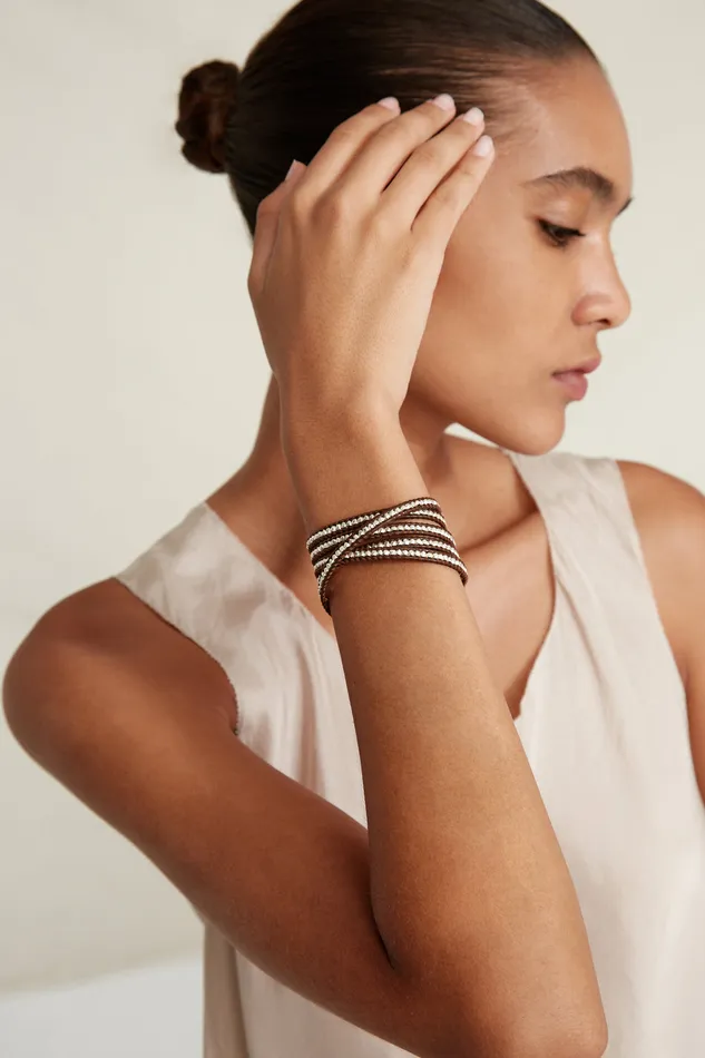 Chan Luu Bracelets Sterling Silver Wrap Bracelet Brown 8211 Women