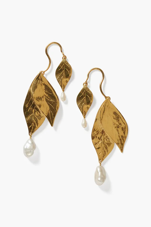 Chan Luu Earrings Falling Leaf Earrings White Pearl 8211 Women