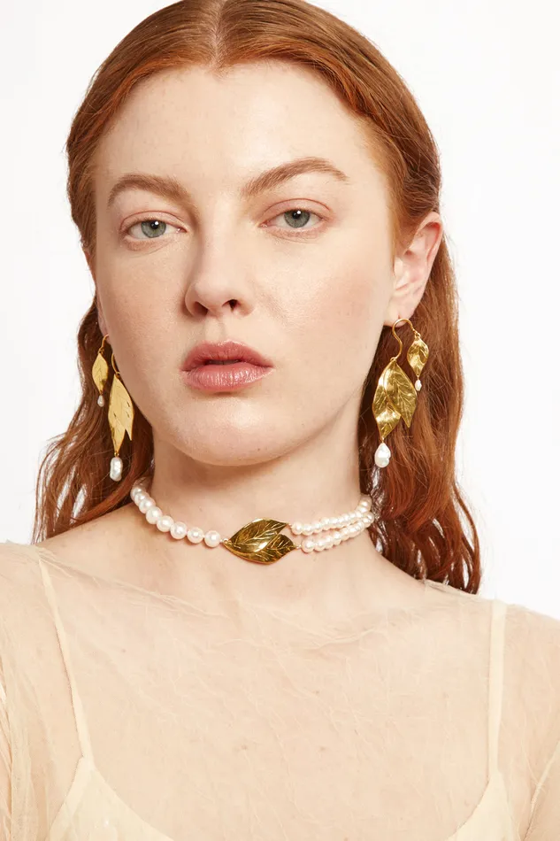 Chan Luu Earrings Falling Leaf Earrings White Pearl 8211 Women