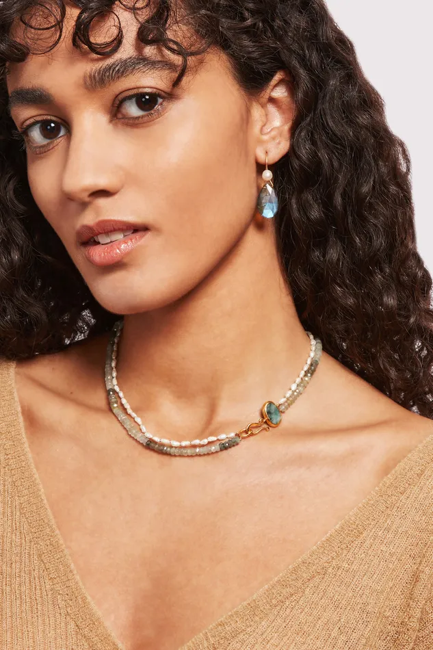 Chan Luu Earrings Yasmine Pearl Earrings Labradorite 8211 Women