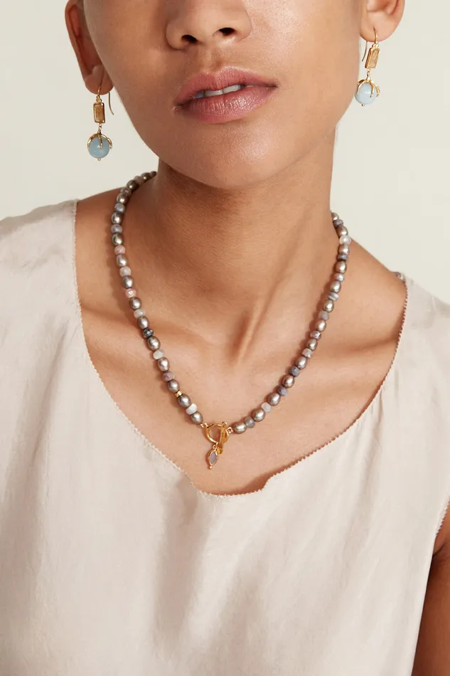 Chan Luu Necklaces Indira Toggle Necklace Taupe Pearl Mix 8211 Women