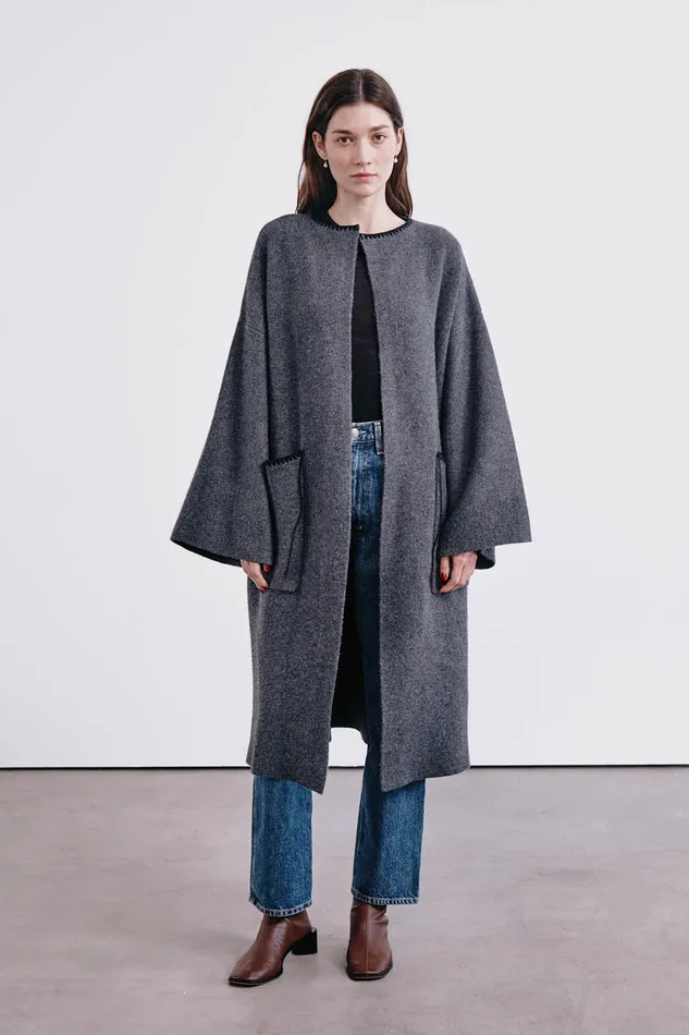 Chan Luu Outerwear Kerrington Wool Cashmere Coat Charcoal 8211 Women