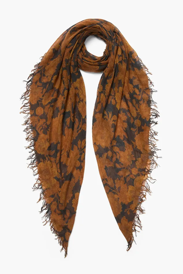 Chan Luu Scarves Cashmere And Silk Scarf Gold Vintage Floral 8211 Women