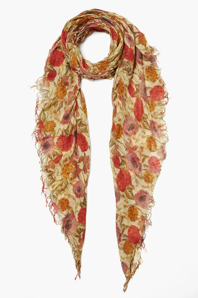 Chan Luu Scarves Cashmere And Silk Scarf Marigold Floral 8211 Women