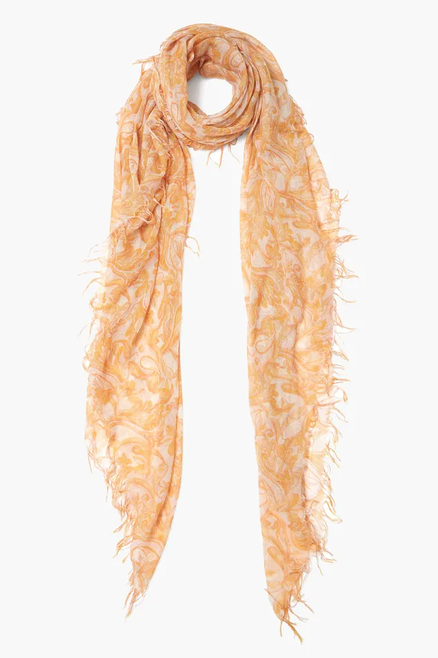 Chan Luu Scarves Cashmere And Silk Scarf Marigold Free Bird 8211 Women