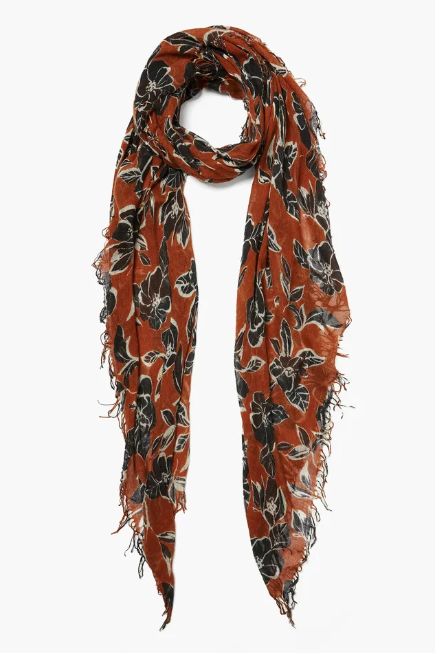 Chan Luu Scarves Cashmere And Silk Scarf Umber Floral 8211 Women