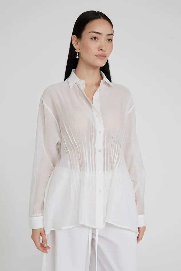 Chan Luu Tops Allison Pintucked Blouse White 8211 Women