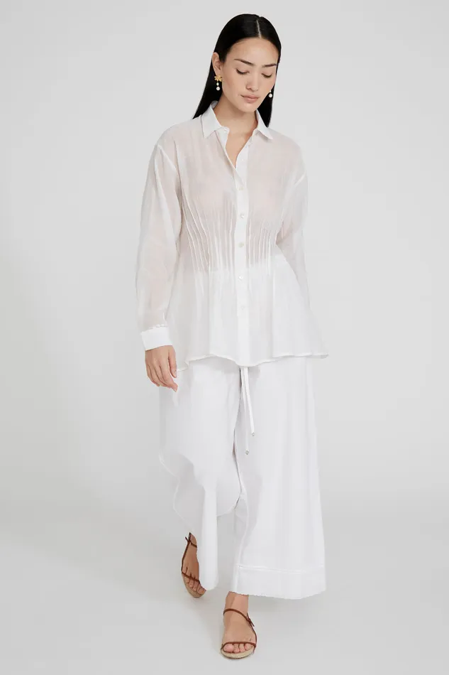 Chan Luu Tops Allison Pintucked Blouse White 8211 Women